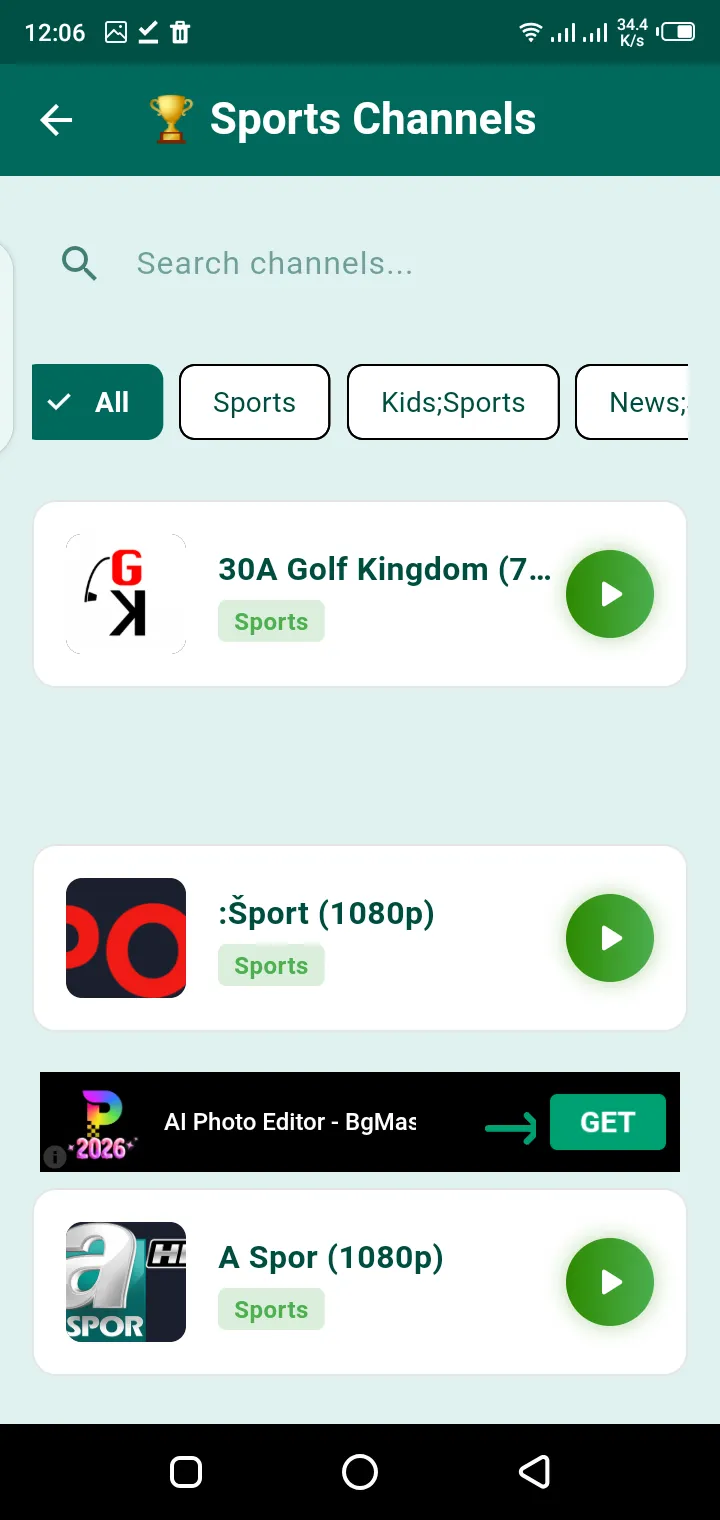 Screenshot of Burmese TV for Android phones, tablets, and Firestick streaming view